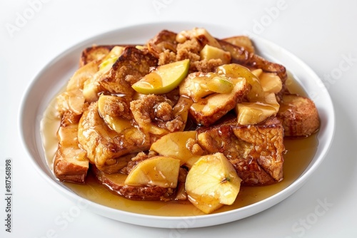 Rustic French Toast and Caramelized Apple Casserole with Aromatic Syrup