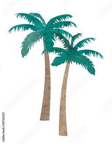 ヤシの木の水彩画イラスト