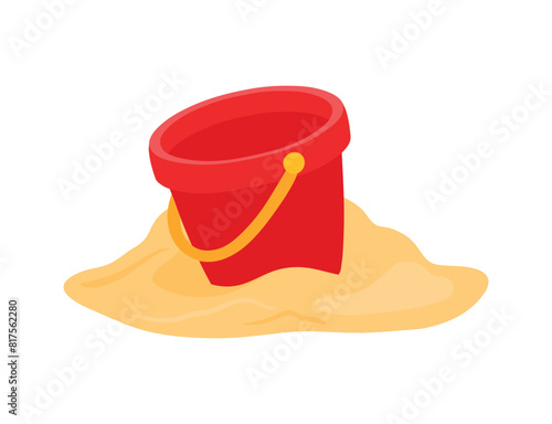 Empty sand bucket icon vector illustration for beach summer kid toys and game