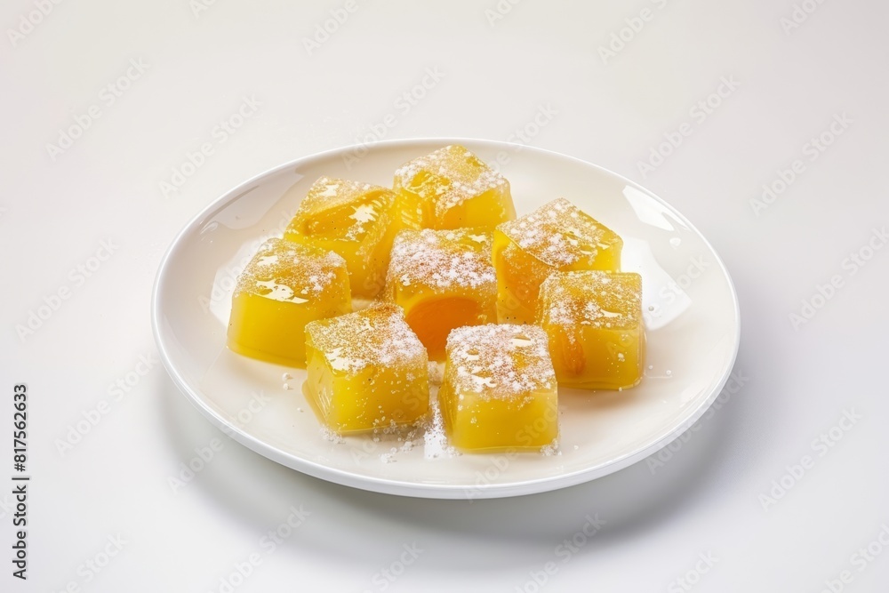 Sun-Kissed Apricot Gelee Delight on White Plate Sun-Kissed Apricot Gelee Delight on White Plate