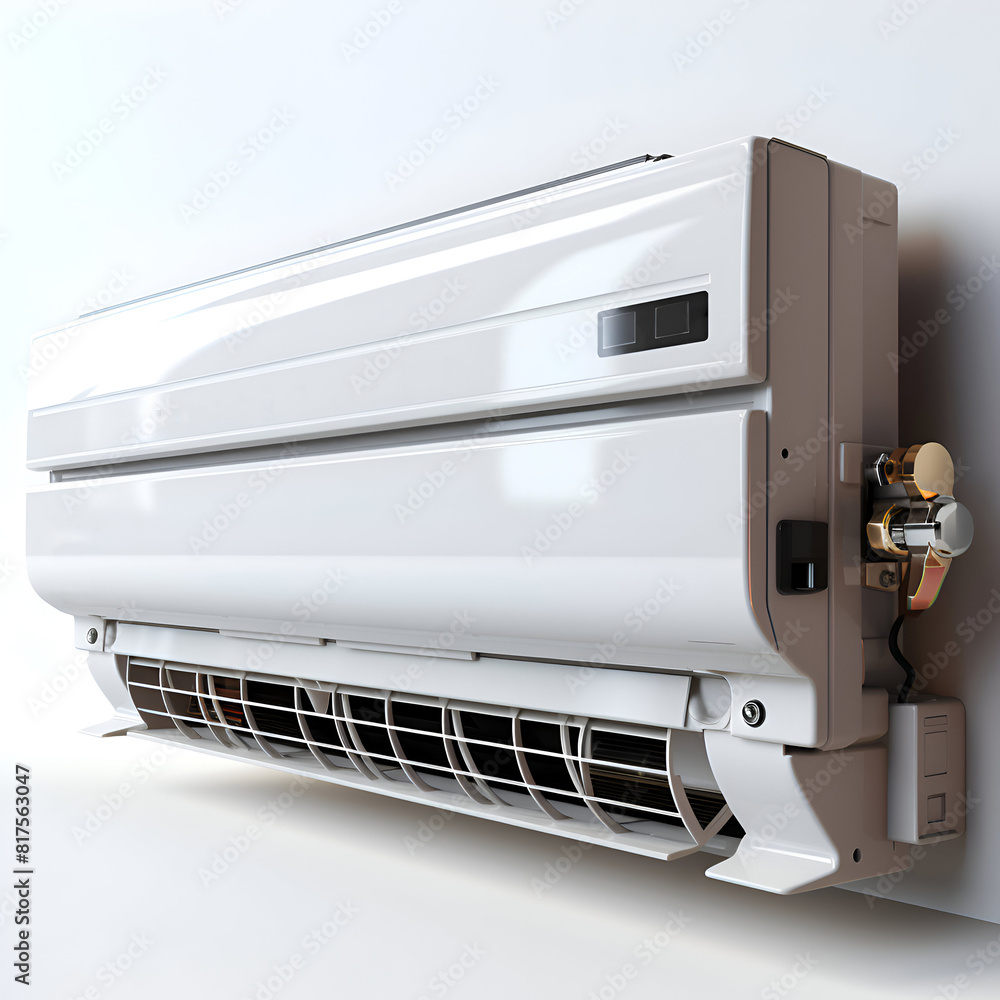 Air conditioner on a white background. 3d rendering. Air conditioner on a white background. 3d rendering.