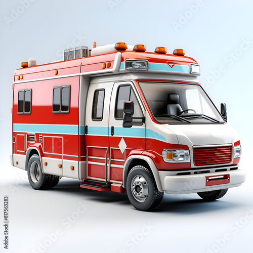 Ambulance car on a light background. 3d rendering.