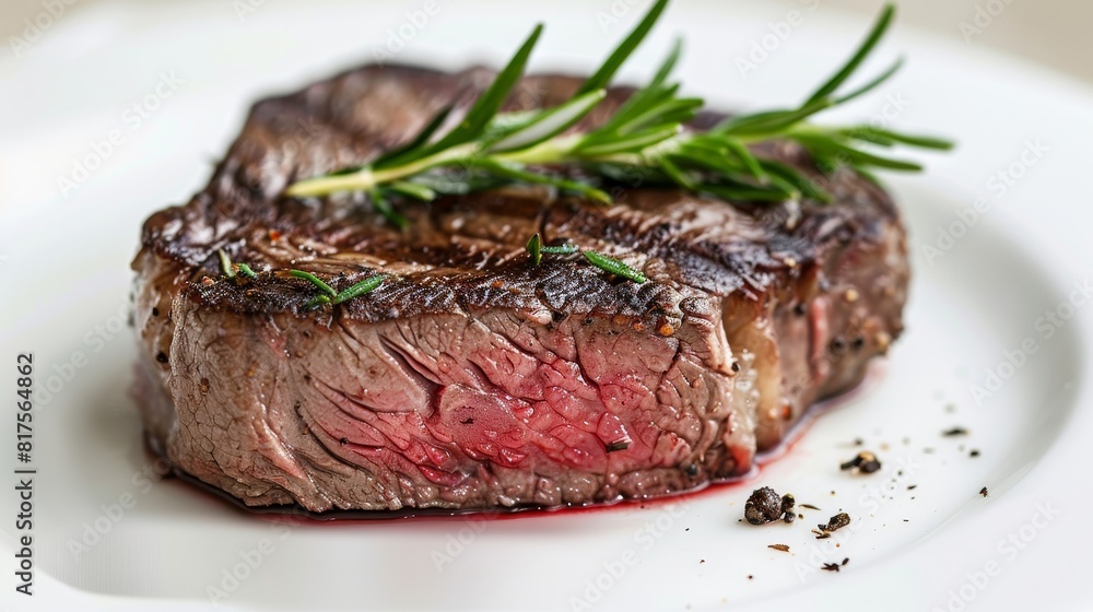 Luxurious close-up of a kangaroo steak, plated with perfection and ready for premium advertising, isolated background, studio lighting Luxurious close-up of a kangaroo steak, plated with perfection and ready for premium advertising, isolated background, studio lighting
