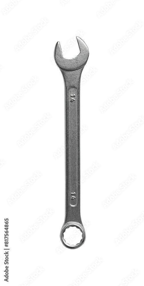 Isolated wrench and spanner set on white background, top view. Mechanic tools for auto repair, maintenance in workshop. Steel ratchet, bolt, nut for engineering service, clean implements. Isolated wrench and spanner set on white background, top view. Mechanic tools for auto repair, maintenance in workshop. Steel ratchet, bolt, nut for engineering service, clean implements.
