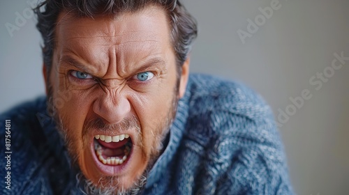 A man aggressively shouting directly at the camera