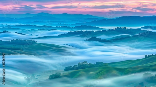"Illuminated Skies: Capturing the Beauty of Dusk with Layers of Hills and Clouds in Northern Italy."