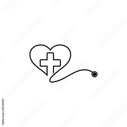 health and stethoscope logo design vector,editable eps 10.