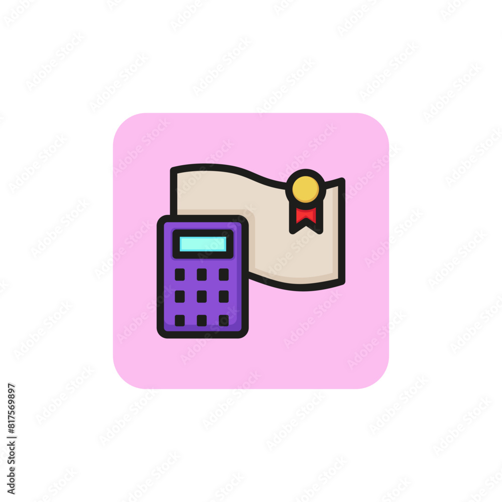 Icon of financial operation. Calculator, bank account, income. Economics concept. Can be used for topics like investment, budget, banking Icon of financial operation. Calculator, bank account, income. Economics concept. Can be used for topics like investment, budget, banking