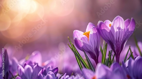 Spring purple crocus flower 