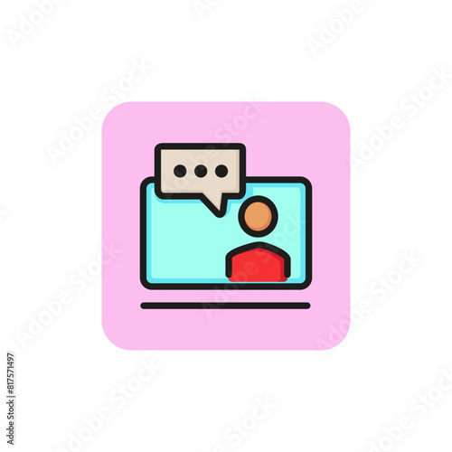 Icon of video conference. Videocall, social network, service. Communication concept. Can be used for topics like technology, application, technical support