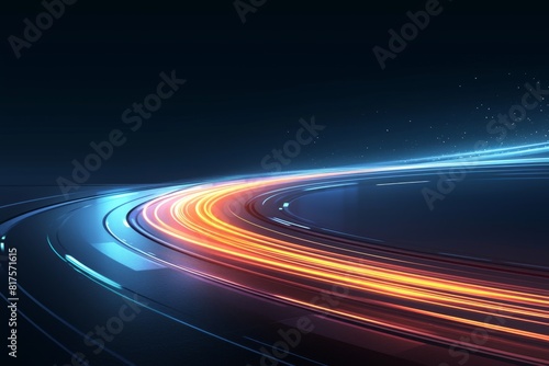 3D Rendered Speed and Power or Motion Lines of Light Trails. High Speed Light with Curved Motion Beams. 5G Technology Fast and Future Background. Abstract Motion Blur. 4K Digital Wallpaper, Background © Da