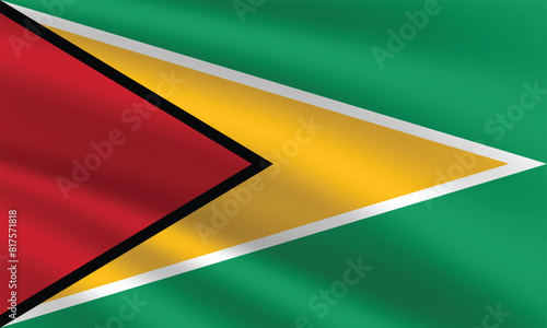 National flag of Guyana. Guyana Flag. Waving Guyana flag.
 photo