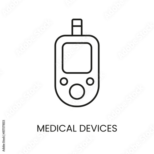 Medical device glucometer, Research in diagnostics line vector icon with editable stroke