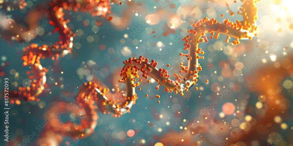 Spiral DNA molecule rotating. Genetic code analysis. Helix acid gene. 3d. Biology rna test. macro bio strand. Human body. Colorful micro cell.