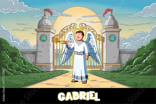 Archangel Gabriel Cartoon Character Vector Illustration