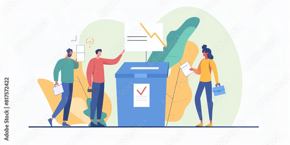 People putting their vote in ballot box. People putting their vote in ballot box.