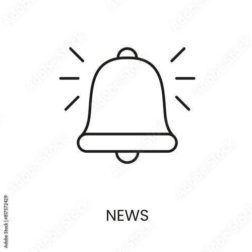 News, bell line vector icon with editable stroke