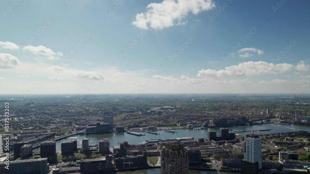 Aerial View Of Maashaven Harbour In City Of Rotterdam In Netherlands. Aerial View Of Maashaven Harbour In City Of Rotterdam In Netherlands.