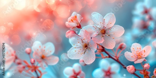 Springtime bloom  Delicate cherry blossoms paint nature s canvas in pastel hues.