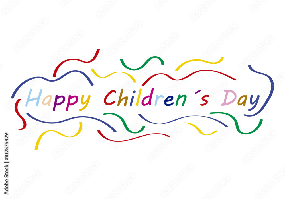 Ilustración de feliz día del niño multicolor con cintas de varios colores alegres. Ilustración de feliz día del niño multicolor con cintas de varios colores alegres.