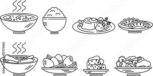 음식(밥+샐러드+조개+야채+계란)