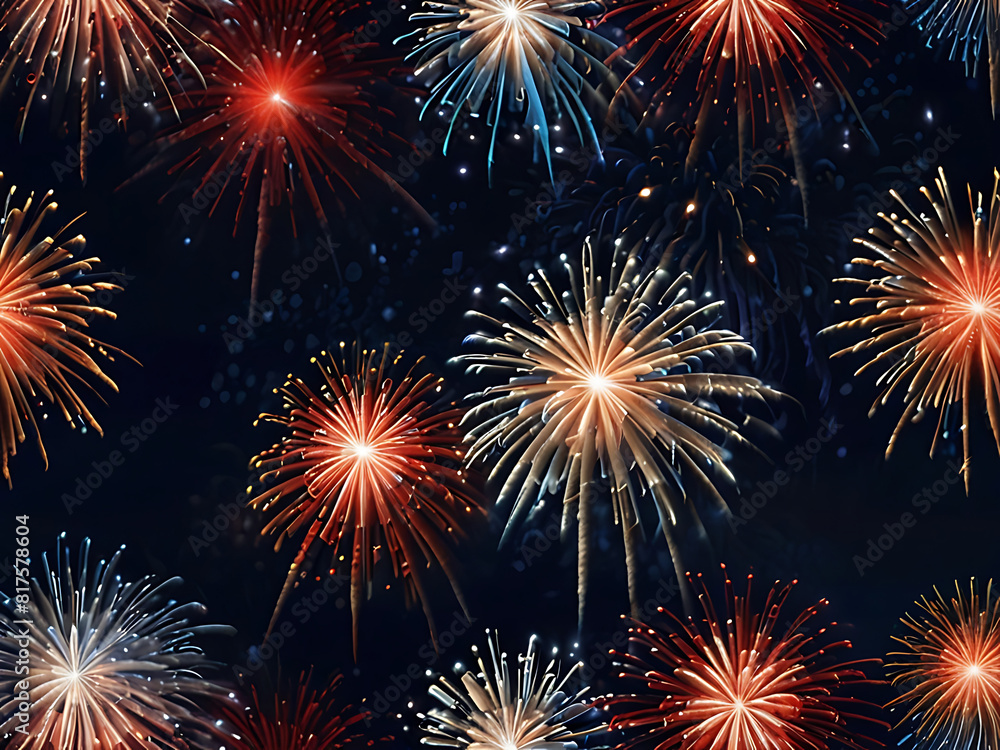 Vibrant Fireworks Against American Flag, AI-Generated Patriotism & Excitement Vibrant Fireworks Against American Flag, AI-Generated Patriotism & Excitement