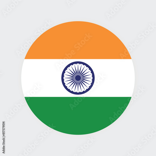 National Flag of India. India Flag. India Round flag.
