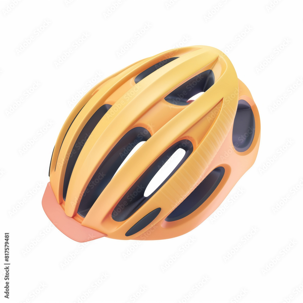 Fototapeta premium Bicycle helmet in 3D style on a white background 