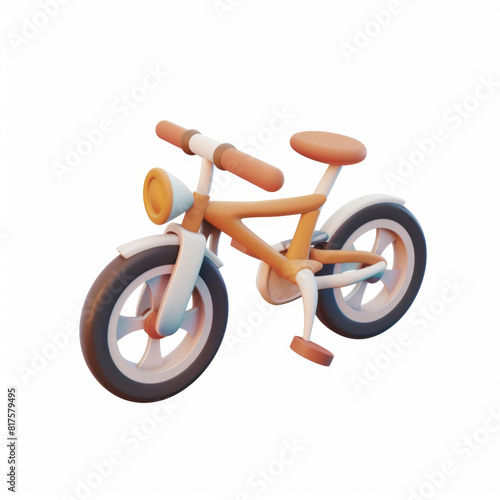 Children's bicycle in 3D style on a white background
