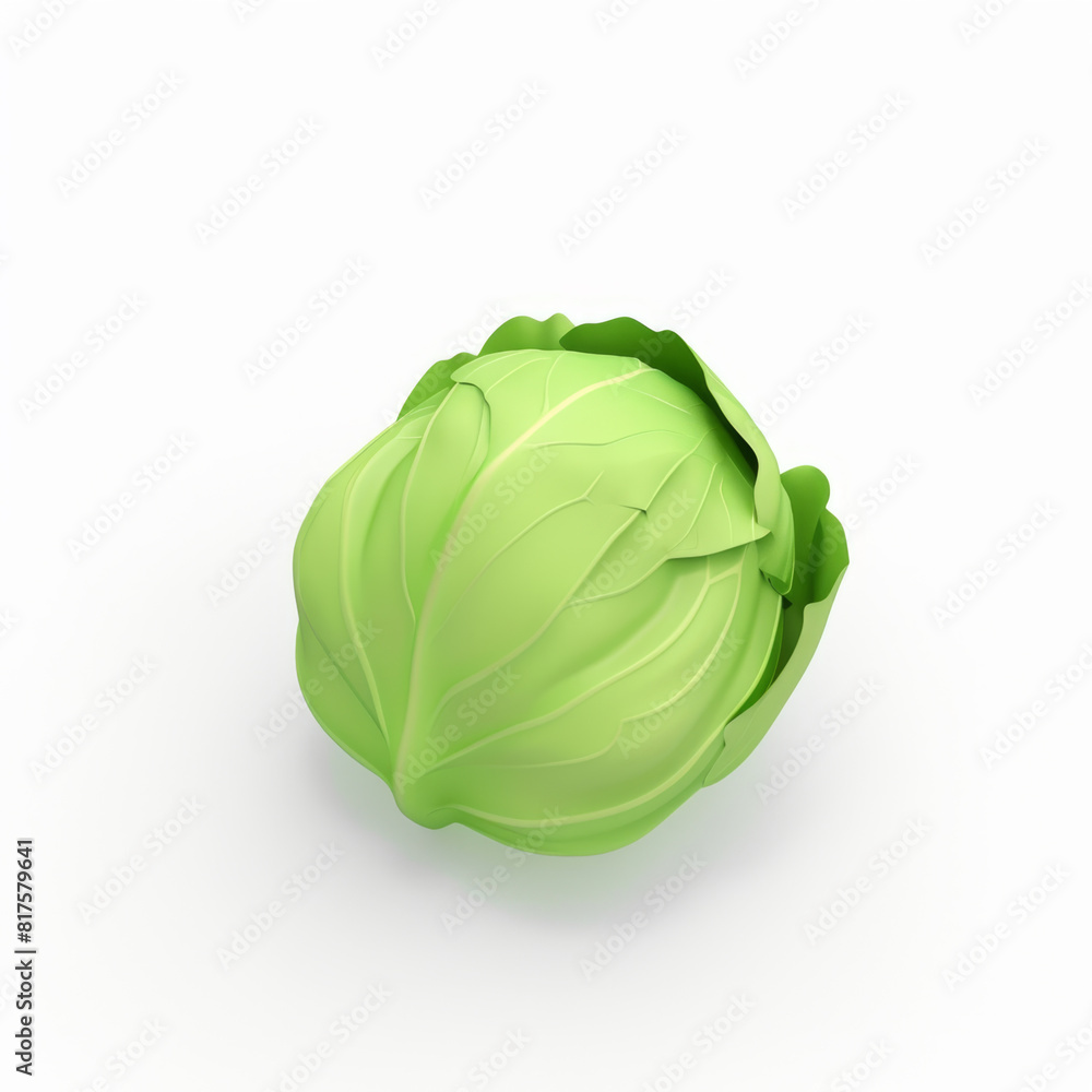 Cabbage 3D icon on white background
Cabbage 3D icon on white background
