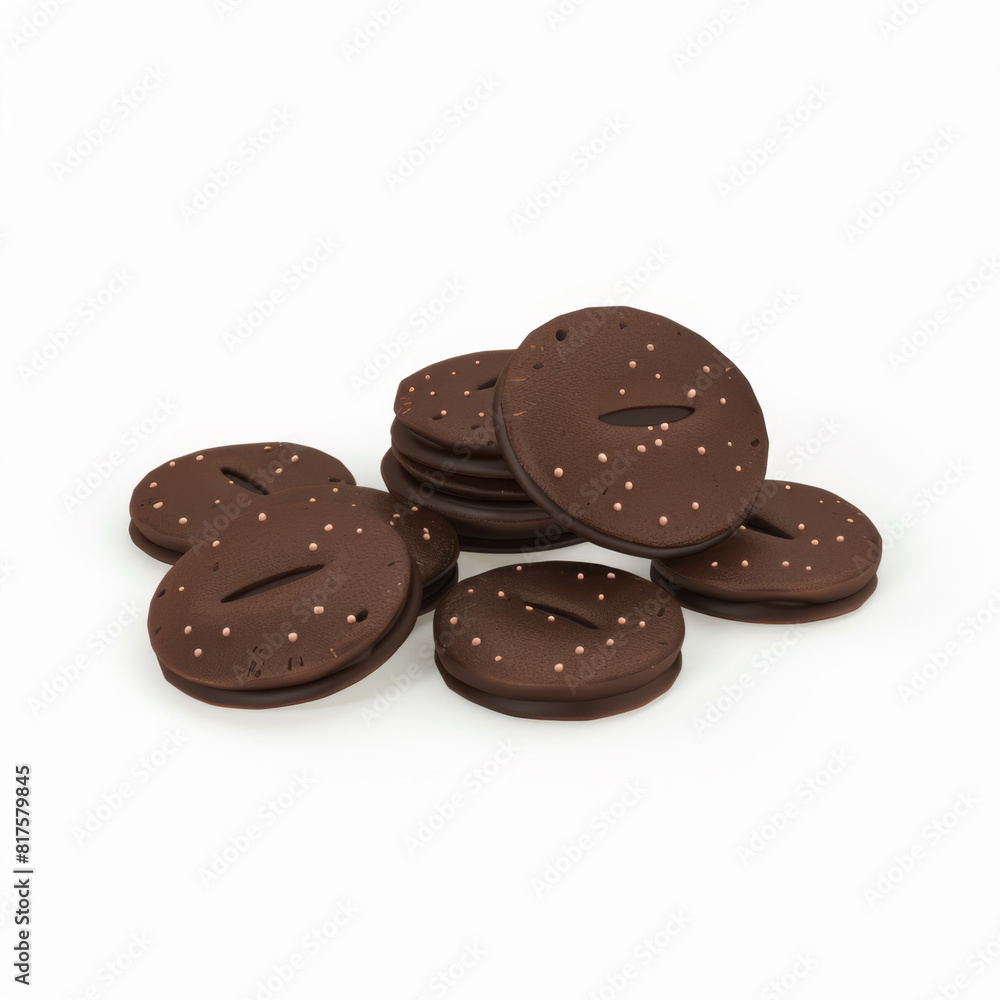 Chocolate cookies 3D icon on white background
Chocolate cookies 3D icon on white background