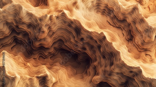 A topographical abstraction in earth tones, resembling a satellite view of a mystical, unexplored terrain. 32k, full ultra HD, high resolution photo