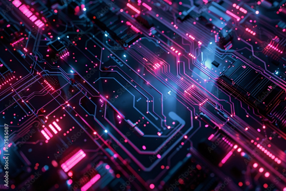 Fototapeta premium Circuit board close up. Technology background. 