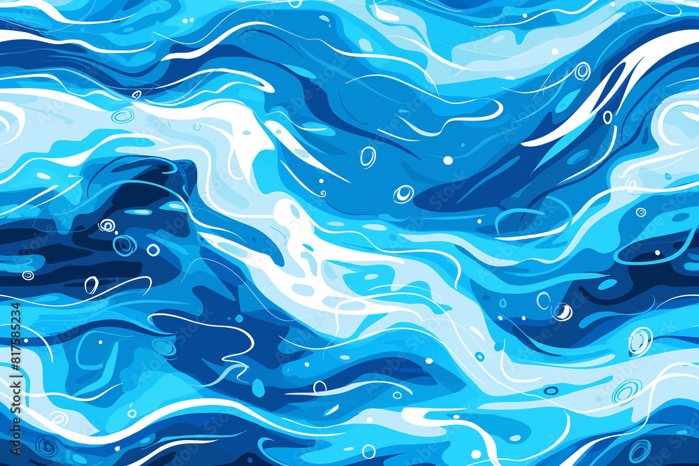A blue and white water wave with a lot of bubbles A blue and white water wave with a lot of bubbles