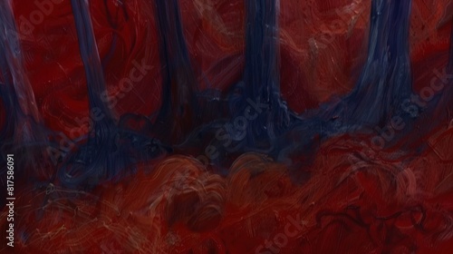 The Sopranos tv show, abstract expressionism, pale colours, dark blue, dark red --ar 16:9 --style raw --weird 900 