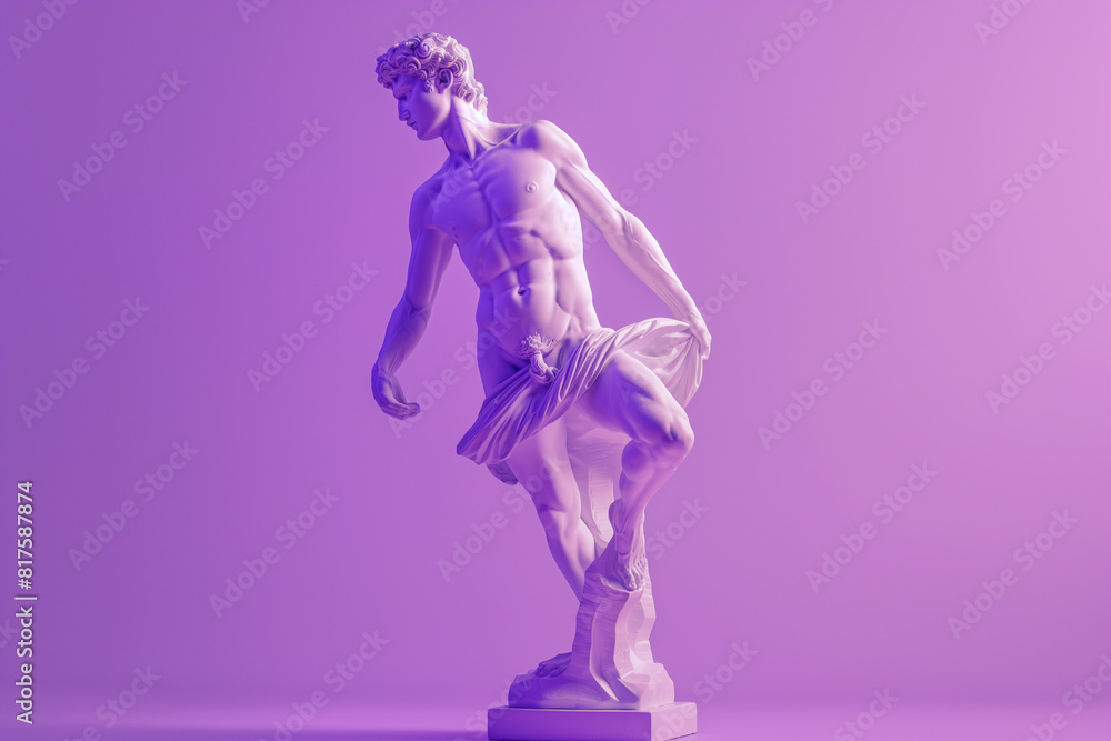 3d rendering of ancient greek -roman statue art figure posture . Creative concept colorful neon image with bright and violet or purple color background, fashionable, trendy ,isolated background 3d rendering of ancient greek -roman statue art figure posture . Creative concept colorful neon image with bright and violet or purple color background, fashionable, trendy ,isolated background