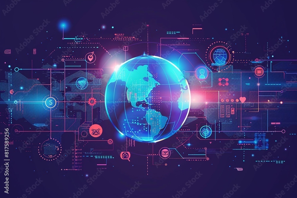 Obraz premium Global network connection abstract background, comprehensive big data visualization and internet technology.