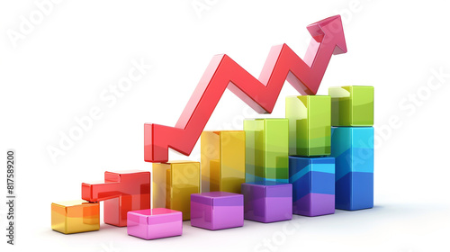 Vibrant upward trend graph depicting sales or advertising growth.
