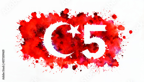 Number “5” with Turkish flag elements, symbolizing Turkey’s Democracy and National Unity Day on July 15. Ideal for commemorating this national holiday and related events. Includes copy space. photo