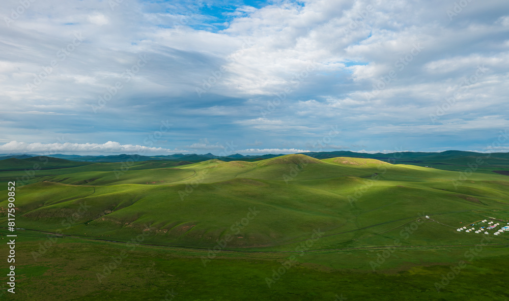 Aerial photography of Ulagai Grassland in Inner Mongolia