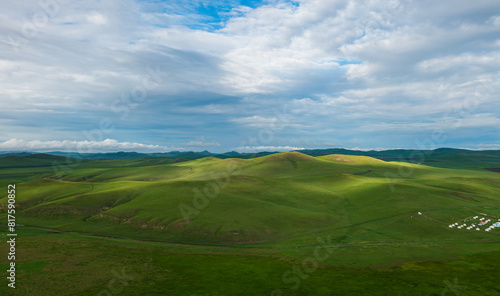 Aerial photography of Ulagai Grassland in Inner Mongolia