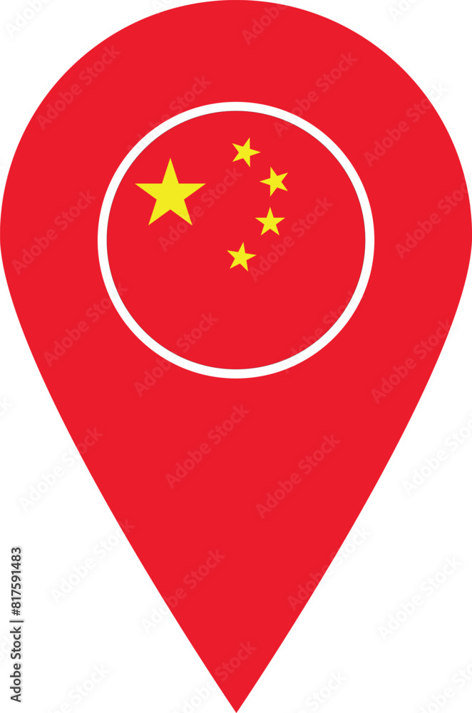 Chinese flag map pin icon . china flag map pin icon . Vector illustration Chinese flag map pin icon . china flag map pin icon . Vector illustration