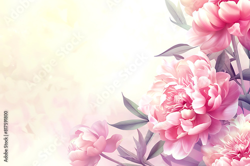 Background with beautiful pink peonies. Banner, wallpaper