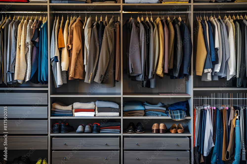 Efficiently Organized Wardrobe Showcasing Art of Closet Organization for Easy Access and Aesthetic Appeal