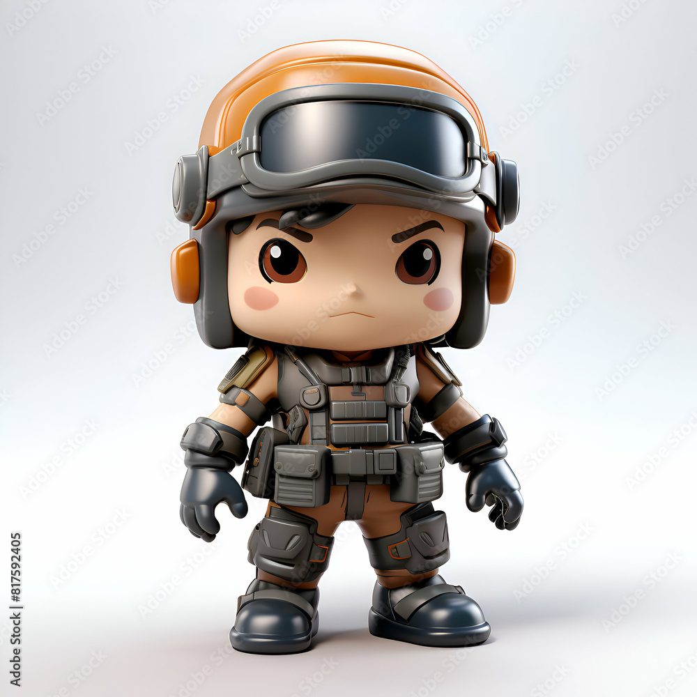 3D Render of Cute Boy with Army Helmet on white background 3D Render of Cute Boy with Army Helmet on white background
