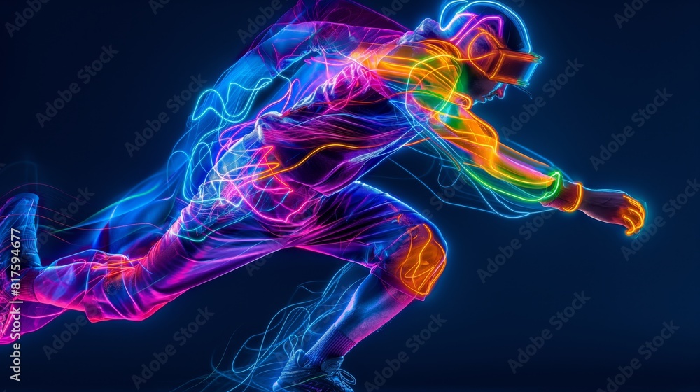 Neon Runner with Vibrant Light Trails Neon Runner with Vibrant Light Trails