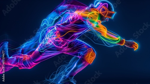 Neon Runner with Vibrant Light Trails © patpongstock