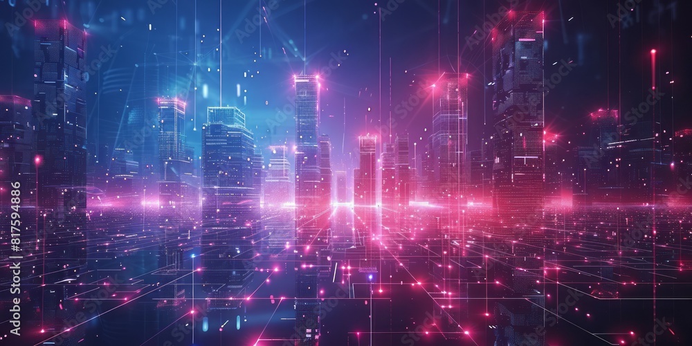 Futuristic City With Neon Lights and Buildings Futuristic City With Neon Lights and Buildings