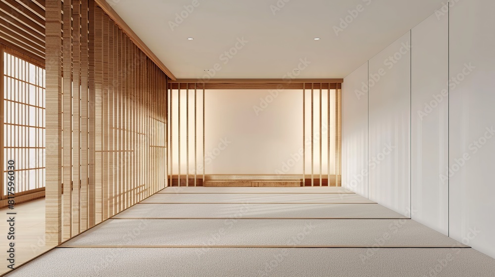 Japan Style Empty Room Decorated, Generative AI Japan Style Empty Room Decorated, Generative AI