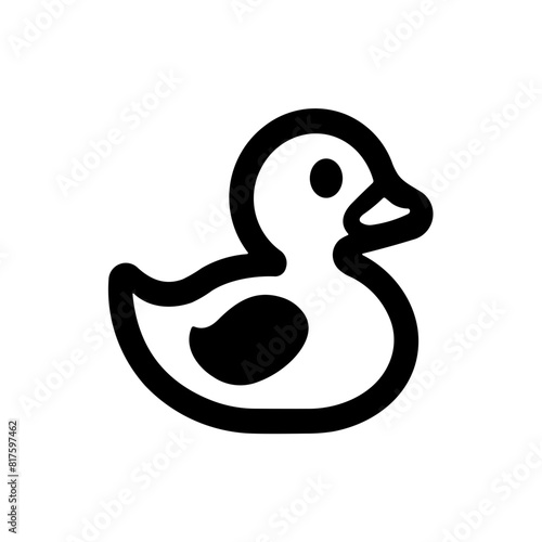 Simple bath duck black isolated flat icon.